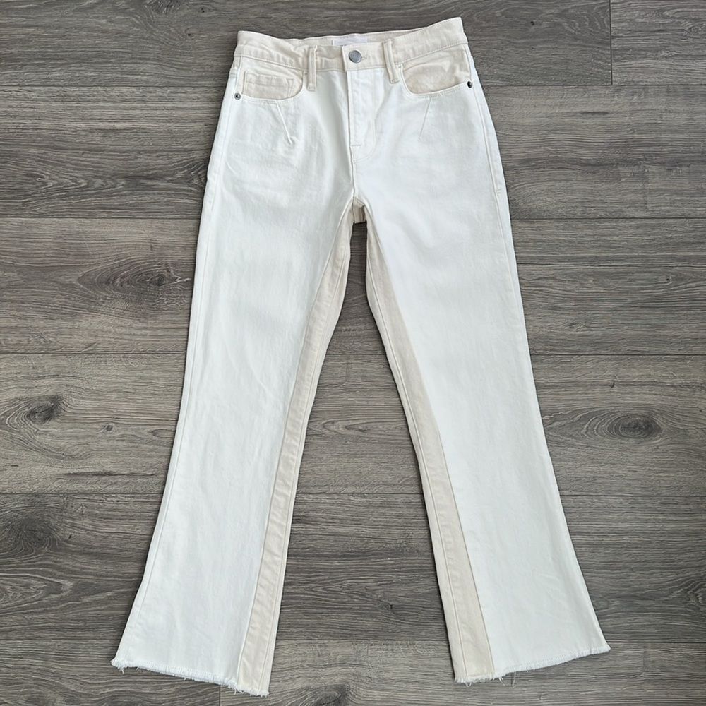 FRAME Le Crop Mini Bootcut Jeans Size 25 Neutral White Western Boho Festival 70s
